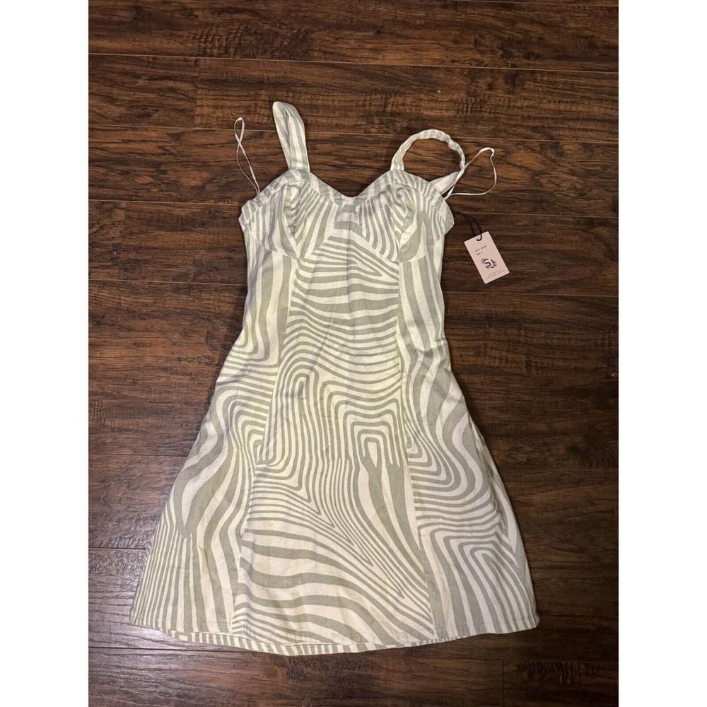New Womens Sincerely Jules Dress Size L Zebra Green White